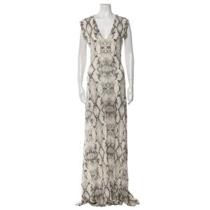NWT Zadig & Voltaire Deluxe Cashmere Python Silver Metal Hooded maxi dress